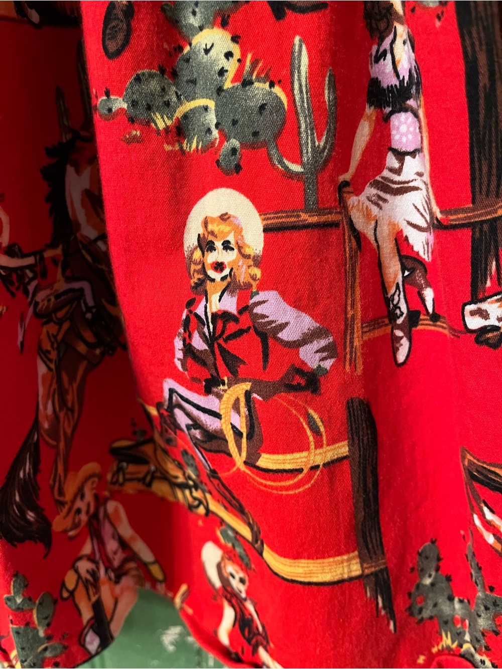 Mod Cowgirl SKIRT Retro Red Print Size XL